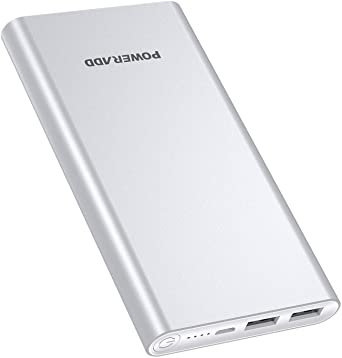 Poweradd Pilot 2GS 10,000mAh 3.4A Output Dual-Port Portable Charger External Battery Power Bank Compatible for iPhone, iPad, Samsung, most other Phones and Tablets-Silver