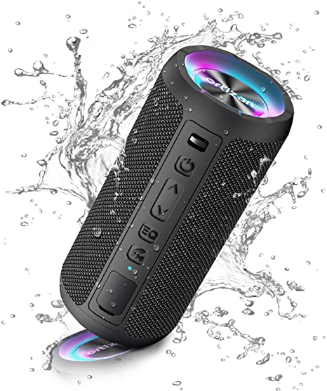 Ortizan Bluetooth Speaker, Upgraded Portable Wireless Speaker with 24W Loud Stereo Sound and LED Light, IPX7 Waterproof Speakers, 30H Playtime, Extra Bass Speaker Bluetooth for Home, Travel, Outdoor