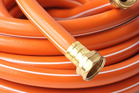 KAPOK Garden Hoses with Brass Fitting Connectors- Varies Sizes and Colors (50-FT, Orange/White)