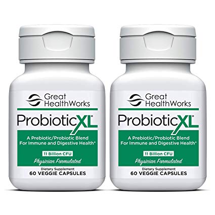 Probiotic XL for Adults 60 Count (2 Pack), Daily Prebiotic Blend for Digestive & Immune Health - 11 Billion CFU, Gluten & Dairy Free