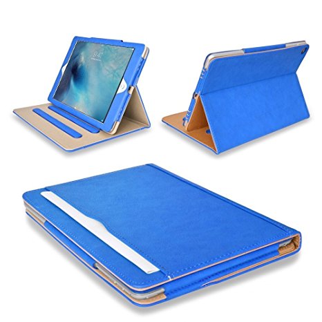 MOFRED® New Blue & Tan Apple iPad Pro 10.5 inch (Launched 2017) Leather Case-MOFRED®- Executive Multi Function Leather Standby Case for Apple New iPad 10.5" (2017) with Built-in magnet for Sleep & Awake Feature -- Independently Voted by "The Daily Telegraph" as #1 iPad Case! (Blue & Tan)