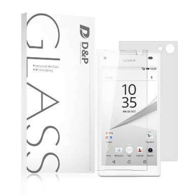 Sony Xperia Z5 Compact  Mini Tempered Glass Screen Protector DampP Ballistics Glass Screen Protector Anti-Glare Backside Protector- 999 Transparent HD Shield  9H Hardness  Shatter-Proof