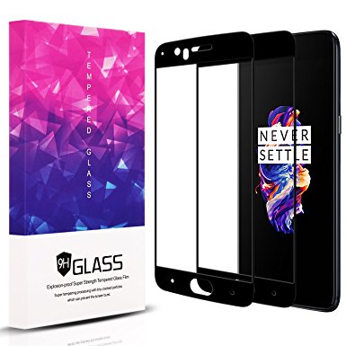 [2 Packs   1 Camera Lens Film] OnePlus 5 Screen Protector,Topnow 2.5D Full Coverage 9H Hardness Tempered Glass Screen Protector Film for OnePlus 5 - Black