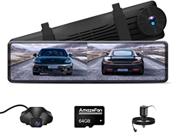 2K Mirror Dash Cam For Cars, 12 Touch Screen Front And Rear Dual