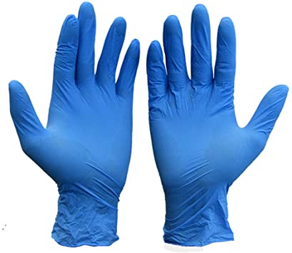 Fu Store Disposable Nitrile Gloves 100Pcs Powder-Free Non-Sterile Textured Ambidextrous Large Dark Blue and Cyan Color Random