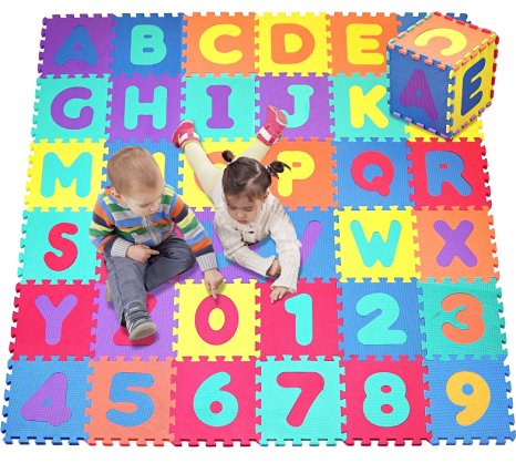 Click N' Play, Foam Alphabet and Numbers Puzzle Play Mat, 36 Tiles (Tile size -12 x 12 inches)