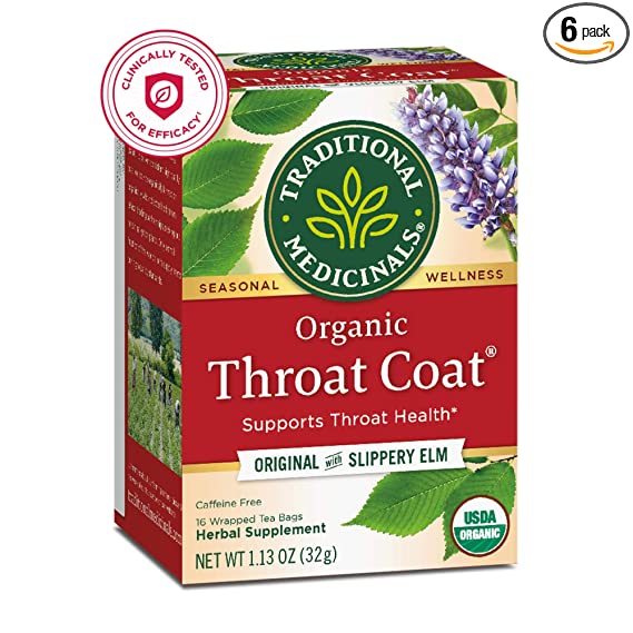 Traditional Medicinals Organic Throat Coat Seasonal Tea, 16 Tea Bags (Pack of 6)