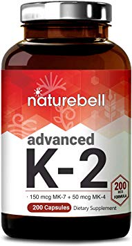 Advanced Vitamin K2 Supplement with MK-7 and MK-4, 200 mcg, 200 Capsules, Best Joint Health and Heart Health Supplement, Non-GMO and Made in USA