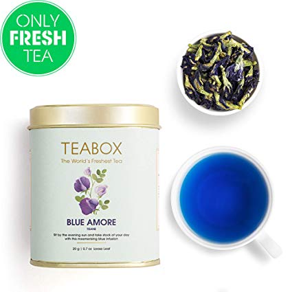 Teabox Exotic Blue Amore Tea, 100% Natural Anti-Oxidant Butterfly Pea Flower Tisane Jar, 20 g
