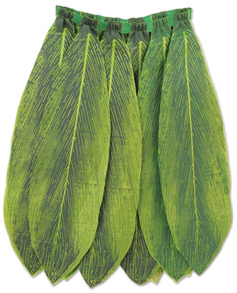 Beistle 60030 Ti Leaf Hula Skirt, 31" to 32" x 23.5", Green