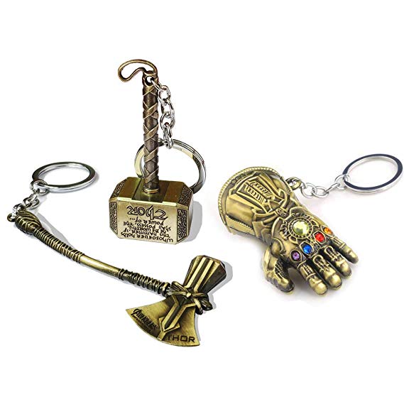 Sio & Tan Avengers Thanos Glove Keychain Nidavellir Infinity Gauntlet Thor Stormbreaker Hammer Axe Key chain Key Ring