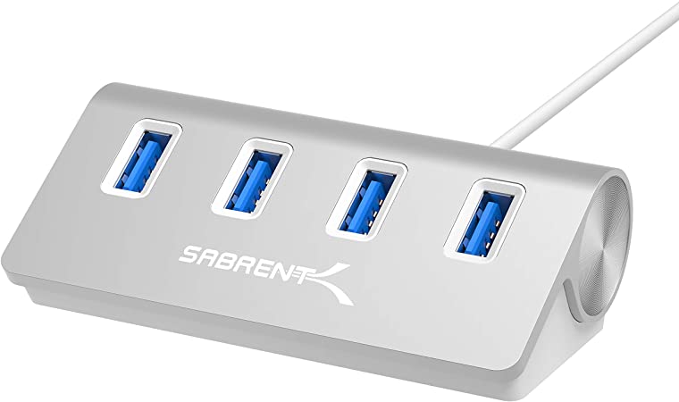 Sabrent Premium 4 Port Aluminum USB 3.0 Hub (30" Cable) for iMac, MacBook, MacBook Pro, MacBook Air, Mac Mini, or Any PC [Silver] (HB-MAC3)