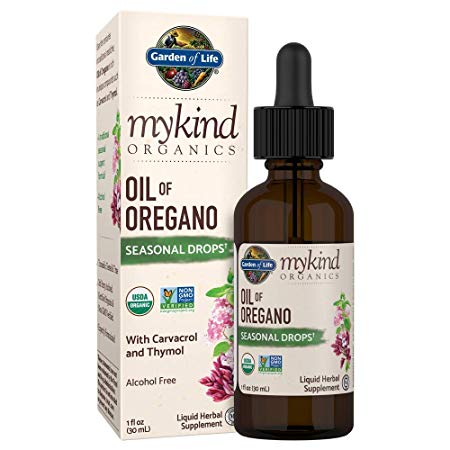 Garden of Life mykind Organics Oil of Oregano Seasonal Drops 1 fl oz (30 mL) Liquid, Concentrated Support 60% Carvacrol/2% Thymol, Alcohol Free, Organic Non-GMO Vegan & Gluten Free Herbal Supplements