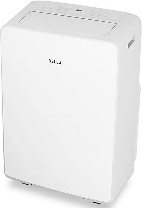 DELLA 14000 BTU Portable Air Conditioner Cool Fan 111 Pint Per 24Hr Dehumidifier for Rooms Up To 700 Sq. Ft. Self Evaporation LCD Remote Control Window Kit Wheels