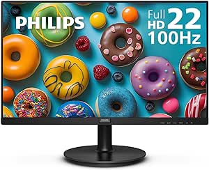 PHILIPS New 22 inch Full HD (1920 x 1080) Monitor, 100Hz Refresh Rate, VESA, HDMI x1, VGA x1, LowBlue Mode, Adaptive Sync, 4 Year Advance Replacement Warranty, 221V8LB