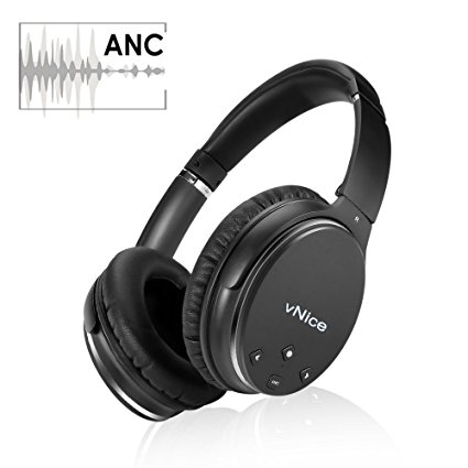 vNice Bluetooth Headphones, Active Noise Cancelling Headphones,Hi-Fi Deep Bass Wireless Headphones Over Ear Charging Cable & Carrying Case – Foldable Travel Headphones