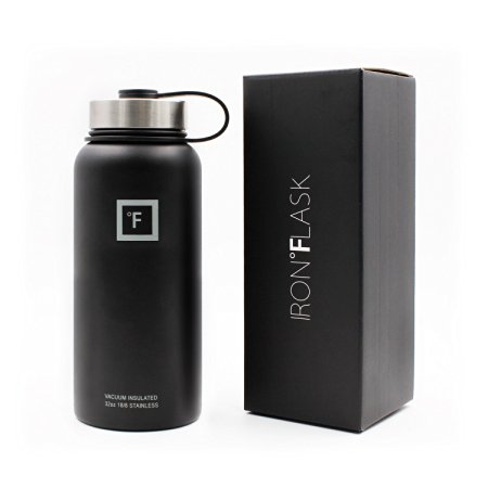 Iron Flask - Vacuum Insulated Stainless Steel Water Bottle, Hot & Cold, 32 Oz, Wide Mouth, Simple Steel Lid, Double Walled, Thermo Modern Travel Mug, Hydro Canteen Powder Coated