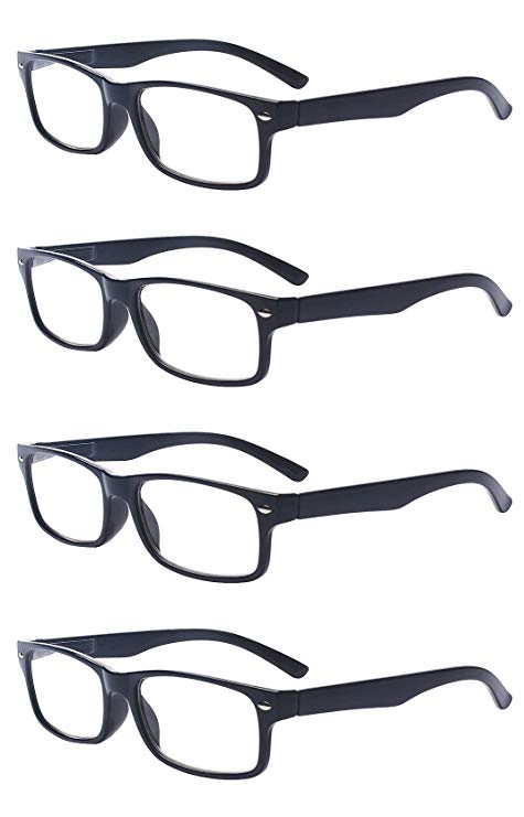 Outray Men Or Women 4 Pack Spring Hinges Frame Rectangular Reading Glasses