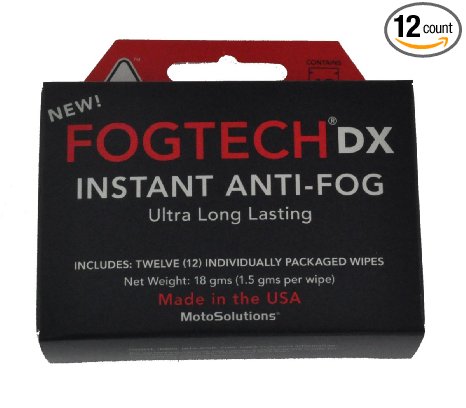 MotoSolutions FogTech DX Anti-Fog Wipes [1, 5, 12, 20 and 100 Packs] - Prevent Fog on Sunglasses, Snowboard/Ski Goggles, Motorcycle Helmets / Paintball / Airsoft Lenses, Welding Masks and More - 1, 5, 12, 20 and 100 Pack of Wipes