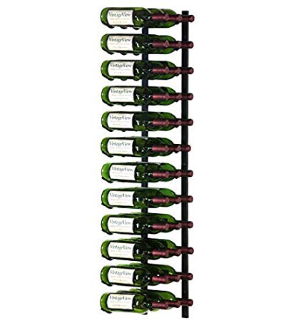 VintageView 36 Bottle Wall Mounted Metal Hanging Wine Rack (3 Deep - Black)