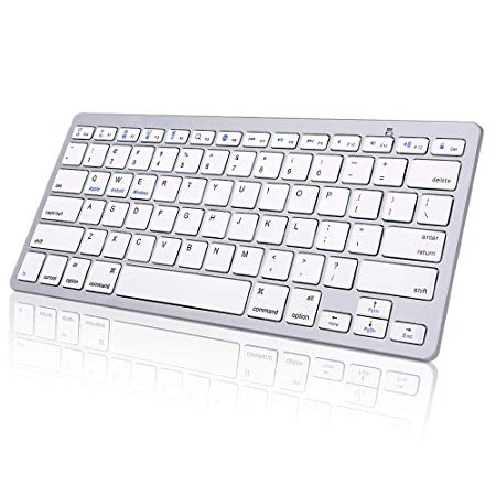 Wireless Bluetooth Keyboard for iPad, KIPIDA Ultra-Slim Universal Keyboard for iPad Tablet iPhone Apple iOS Mac Galaxy Android Windows,iPad Keyboard and Fit for Other Bluetooth Enabled Devices-(White)