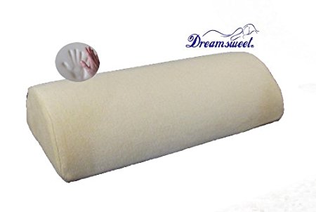 16" D-Shape Memory Foam Half Roll Bolster Round Pillow w/ Removable Cover- Beige - by Dreamsweet