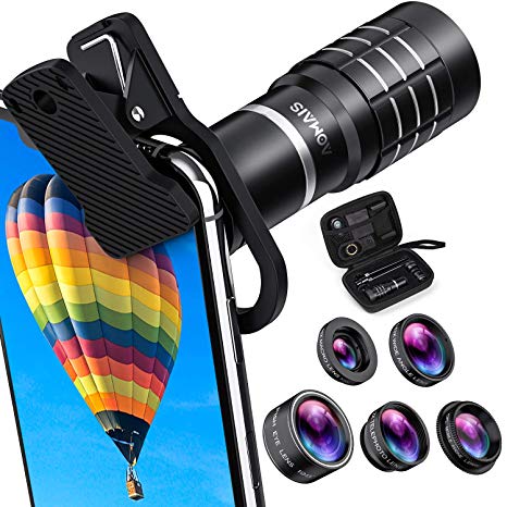 HD Cell Phone Camera Lens Kit 9 in 1,18X Telephoto Lens, Wide Angle Lens, Macro Lens, Fisheye Lens, 2X Telephoto Lens, CPL in Travel Case, Compatible with iPhone Max X XS 8 7 6 Plus, Samsung & More