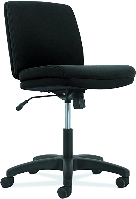 HON Network Low-Back Task Chair- Armless Computer Chair for Office Desk , Black Fabric (HVL281)