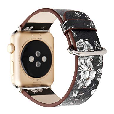TCSHOW 40mm 38mm Soft PU Leather Pastoral/Rural Style Replacement Strap Wrist Band with Silver Metal Adapter Compatible for Apple Watch Series 4(40mm)/iWatch Series 3/2/1(38mm) (E)