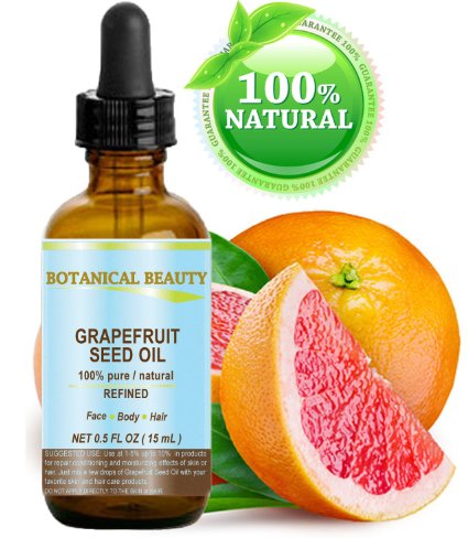 Botanical Beauty GRAPEFRUIT SEED OIL 100 Pure  Natural  Undiluted Refined Cold Pressed Carrier Oil 05 Floz- 15 ml For Skin Hair And Lip Care One Of The Richest Natural Sources Of Vitamin A C and E And Natural Fruit Enzymes