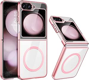 BENTOBEN for Samsung Galaxy Z Flip 6 5G Case, Clear Galaxy Z Flip 6 Magnetic Case [Compatible with MagSafe] Slim Fit Girls Women Boy Men Shockproof Protection Case for Galaxy Z Flip 6 6.7”,Pink