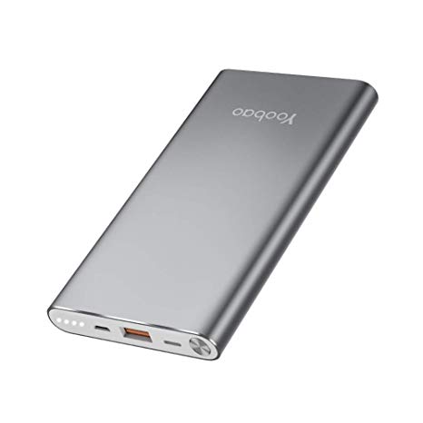 Yoobao 10000mAh Portable Phone Charger Slim USB Battery Power Bank Powerbank External Battery Pack Backup Battery Dual Input Compatible iPhone XR XS X 8 7, Samsung Galaxy, Android & More - Gray