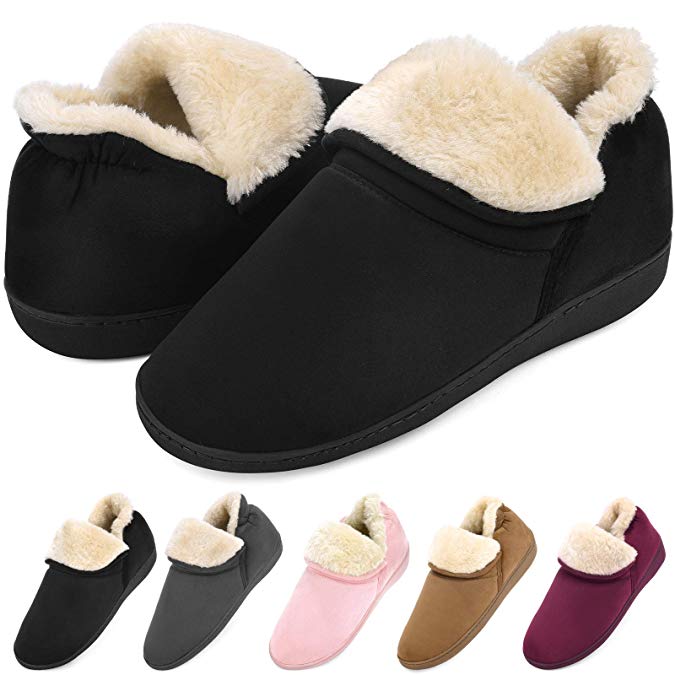 Women Memory Foam Slippers Fuzzy House Slippers Anti-Skid Winter Indoor Outdoor Boots Warm House Shoes