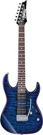 Ibanez GRX 6 String Solid-Body Electric Guitar, Left, Transparent Blue Burst, Full (GRX70QALTBB)