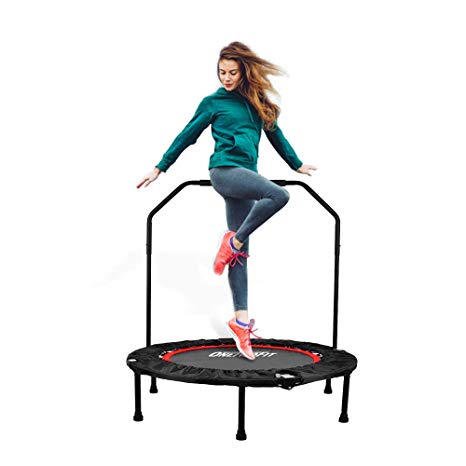 ONETWOFIT 40" Indoor Trampoline with Handrail,Foldable Fitness Trampoline for Adults,Rebounder Trampoline Exercise Trampoline for Indoor/Garden/Workout Cardio