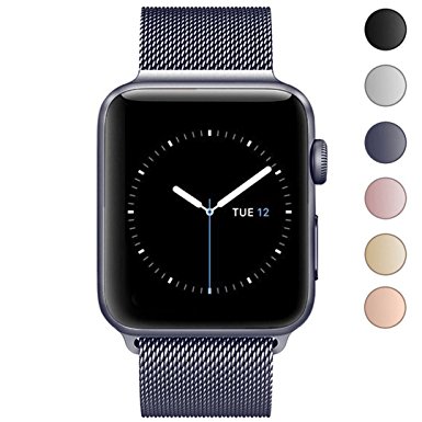 SICCIDEN For Apple Watch Band 38mm, Milanese Mesh Loop Magnetic Closure Clasp Stainless Steel Replacement iWatch Band for Apple Watch Series 3 Series 2 Series 1, Space Gray