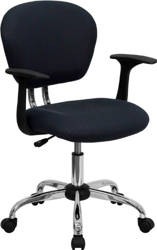 Flash Furniture Mid-Back Gray Mesh Swivel Task Chair with Chrome Base and Arms