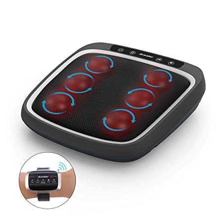 Foot Massager AREALER Shiatsu Heated Feet Massage, Kneading Machine for Plantar Fasciitis, Built-in Infrared Light, for Home Office, Black