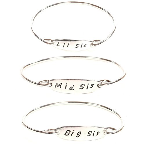 Pretty Simple Women's Sis Bracelet Bangle, Sister Jewelry, Sister Bracelets in Silver and Gold Tone