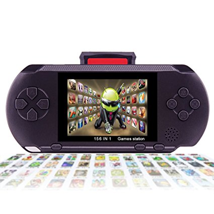 XinXu Handheld Games Console 2.7” LCD 16 Bit Portable Rechargeable Video Game with 150  Games (Black)