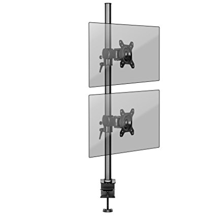 Duronic DM35V2X1 Double Twin LCD LED Vertical Desk Mount Arm Monitor Stand Bracket with Tilt and Swivel (Tilt ±15°|Swivel 180°|Rotate 360°)   10 Year Warranty