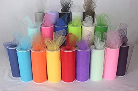 Tulle Rolls, 6 Inch x 25 Yards(75 Feet) x 20 Spools, A Series, Sheer Fabric for Tutu Skirt Sewing Crafting, Wedding Party, Gift Ribbon