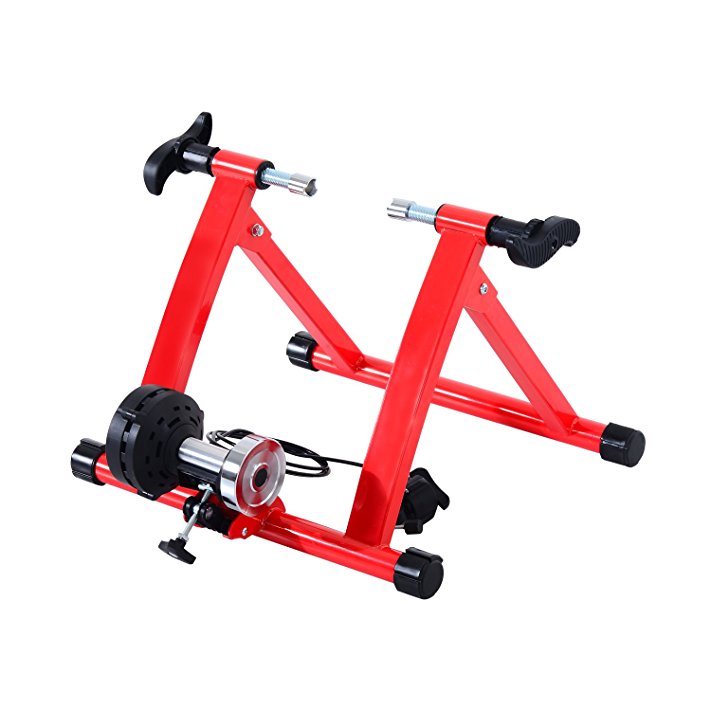 Soozier 17R Magnetic Indoor Exercise Bike Bicycle Trainer 5 Level Resistance -Red