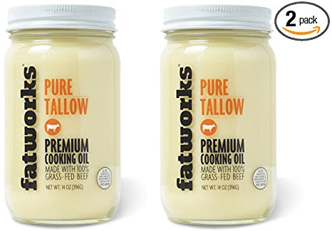 Beef Tallow, Grass-Fed, Kettle Rendered and Fine Filtered, 14oz (2 Pack)