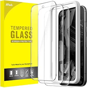 JETech Screen Protector for Google Pixel 8a 6.1-Inch, Tempered Glass Film with Easy Installation Tool, Fingerprint Compatible, HD Clear, 3-Pack