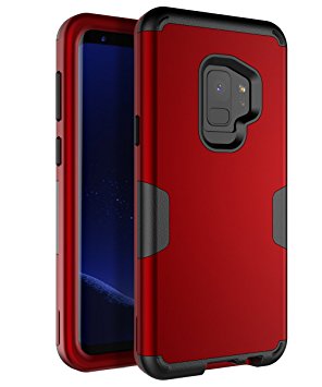 Galaxy S9 Case,TOPSKY Three Layer Full Body Heavy Duty Hybrid Sturdy Anti-Shock Cover High Impact Resistant Protective Case for Samsung Galaxy S9 Red Black