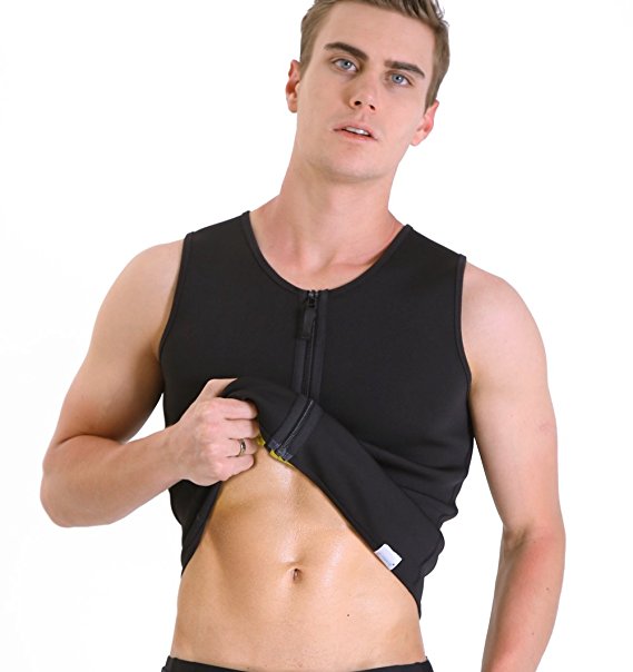 Hot Sweat Vest Neoprene Sauna Vest For Weight Loss Tummy Fat Burner Slimming Shapewear Hot Thermo Body Shaper Sweat Tank Top Black with Zip