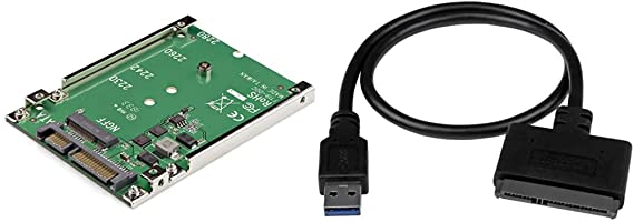 StarTech.com M.2 SSD to 2.5in SATA Adapter - M.2 NGFF to SATA Converter - 7mm Green & USB 3.1 to 2.5" SATA Hard Drive Adapter - USB 3.1 Gen2 10 Gbps with UASP External HDD/SSD Storage Converter, Black