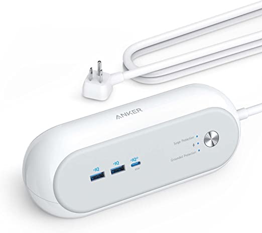 Anker USB C Desktop Charging Station, 623 Capsule Power Strip with 45W USB C Charger, 3 Outlets, 15W 2 USB Ports, 6ft Power Cord, Power Delivery for Desktop Accessory, MacBook, Tablets, iPhone13/12