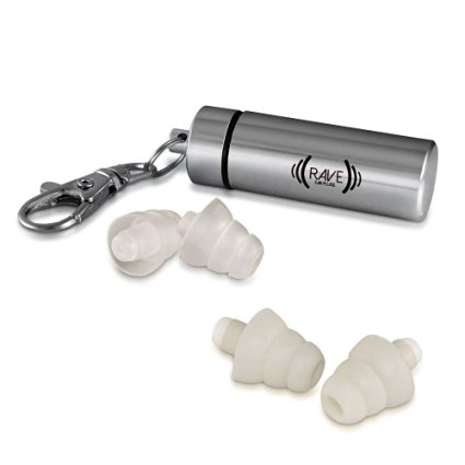Rave High Fidelity Ear Plugs: HiFi Hearing Protection for Music, Concerts; Noise Reducing Earplugs; Ear Buds Filter Noise to Help Stop Tinnitus (2 Pairs - 19 / 25 Decibel)